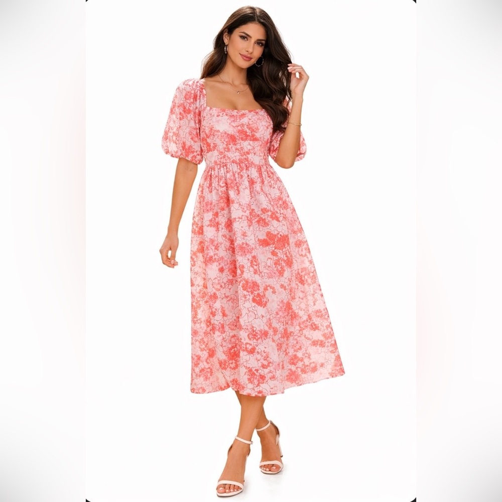 RO’S GARDEN Harbin Floral Midi Dress XL Puff Sleeve Cottagecore Luxury NWT‎